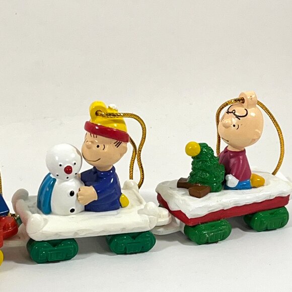 Peanuts Snoopy Whitman's Christmas PVC Ornaments Lot of 8 Train Set -  2" - 2.5" - Picture 6 of 14